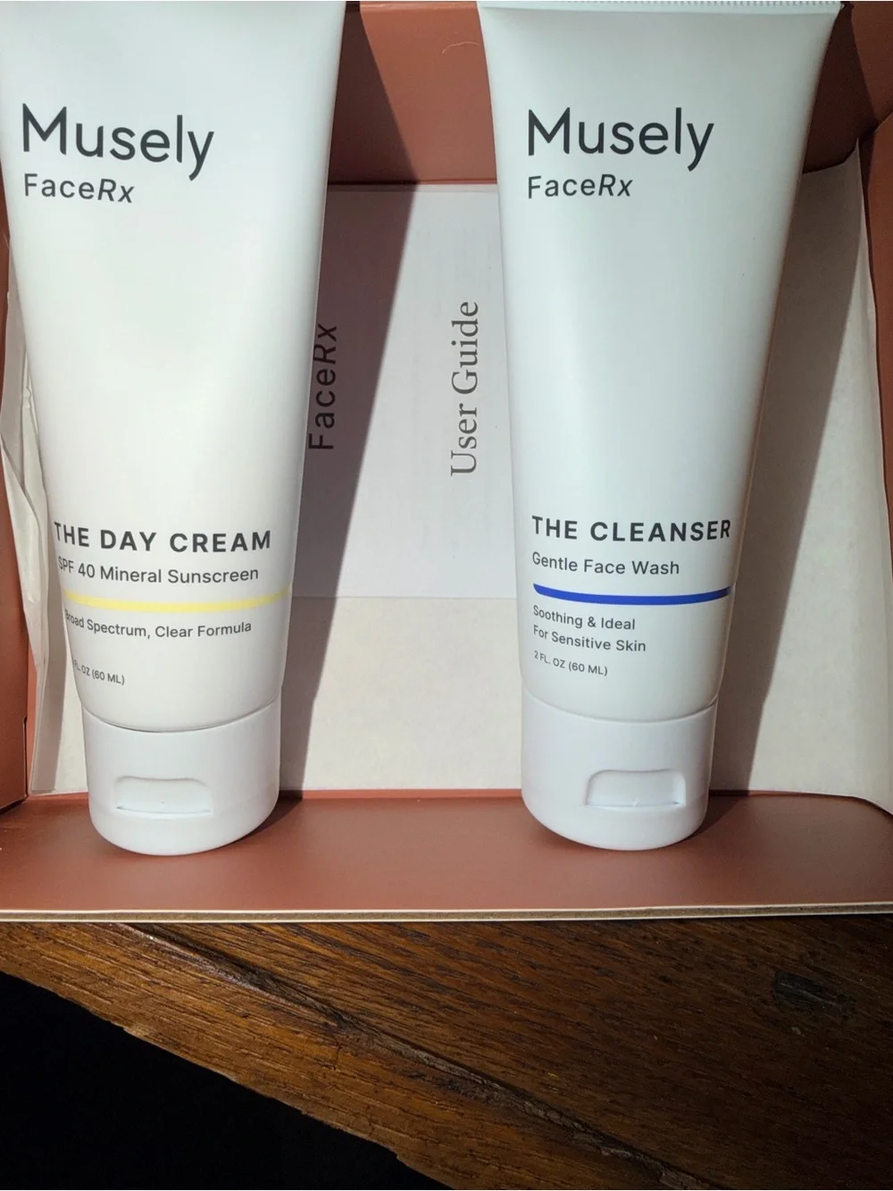 Muse White Twin Skincare Tubes - Musely FaceRx Cleanser & Day Cream